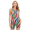 Colorful Zebra Pattern Print Sleeveless One Piece Swimsuit