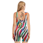 Colorful Zebra Pattern Print Sleeveless One Piece Swimsuit