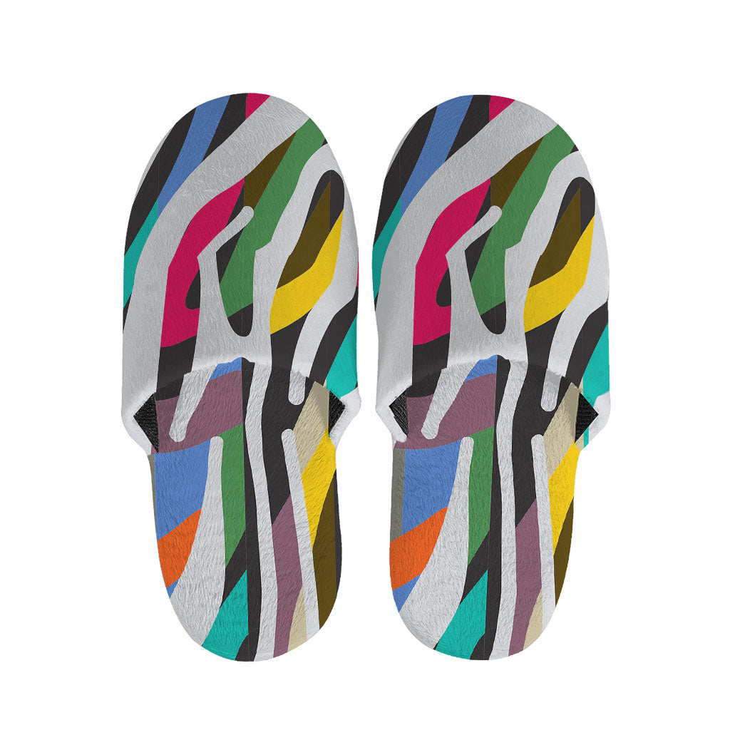 Colorful Zebra Pattern Print Slippers