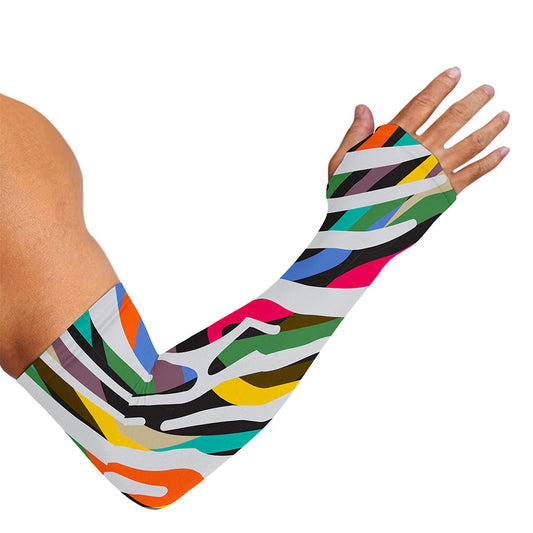 Colorful Zebra Pattern Print Sun Protection Arm Sleeves