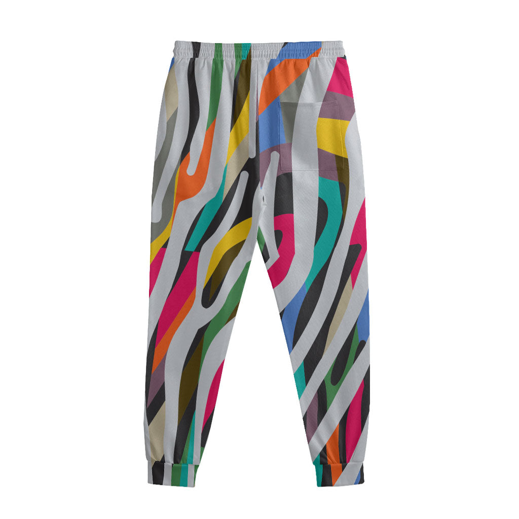 Colorful Zebra Pattern Print Sweatpants