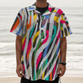 Colorful Zebra Pattern Print Textured Short Sleeve Shirt