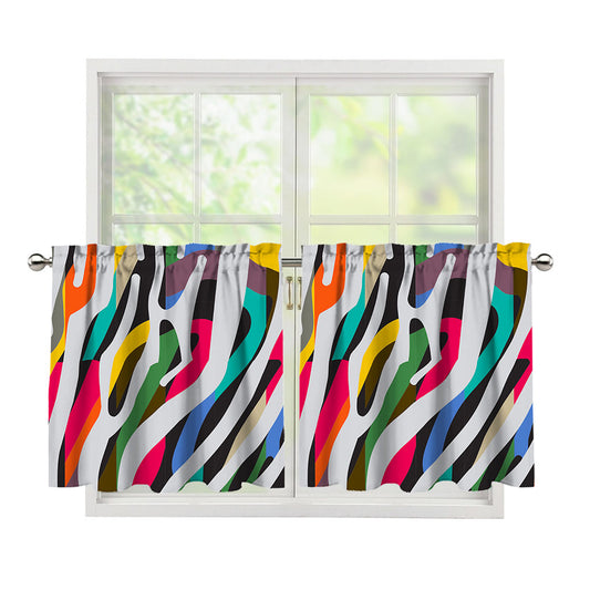 Colorful Zebra Pattern Print Tier Curtains