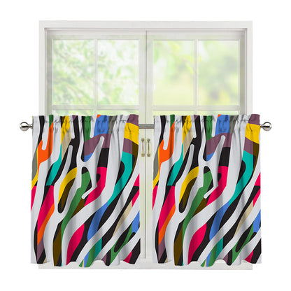 Colorful Zebra Pattern Print Tier Curtains