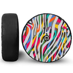 Colorful Zebra Pattern Print Tire Cover With Camera Hole