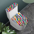 Colorful Zebra Pattern Print Toilet Lid And Tank Cover Set
