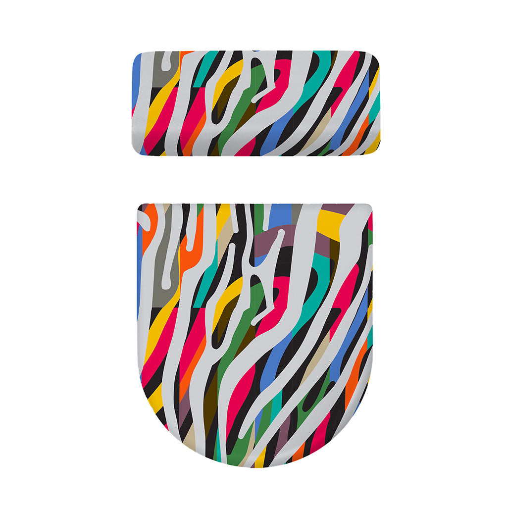 Colorful Zebra Pattern Print Toilet Lid And Tank Cover Set