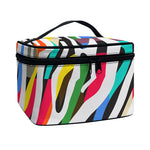 Colorful Zebra Pattern Print Travel Makeup Bag