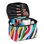 Colorful Zebra Pattern Print Travel Makeup Bag
