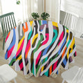 Colorful Zebra Pattern Print Waterproof Round Tablecloth
