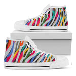 Colorful Zebra Pattern Print White High Top Sneakers