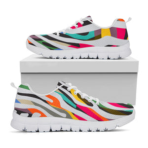 Colorful Zebra Pattern Print White Running Shoes