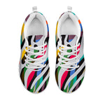 Colorful Zebra Pattern Print White Running Shoes