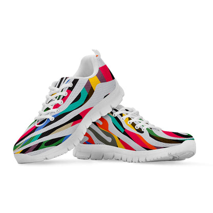 Colorful Zebra Pattern Print White Running Shoes