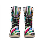 Colorful Zebra Pattern Print Winter Boots