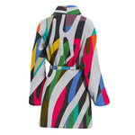 Colorful Zebra Pattern Print Women's Bathrobe