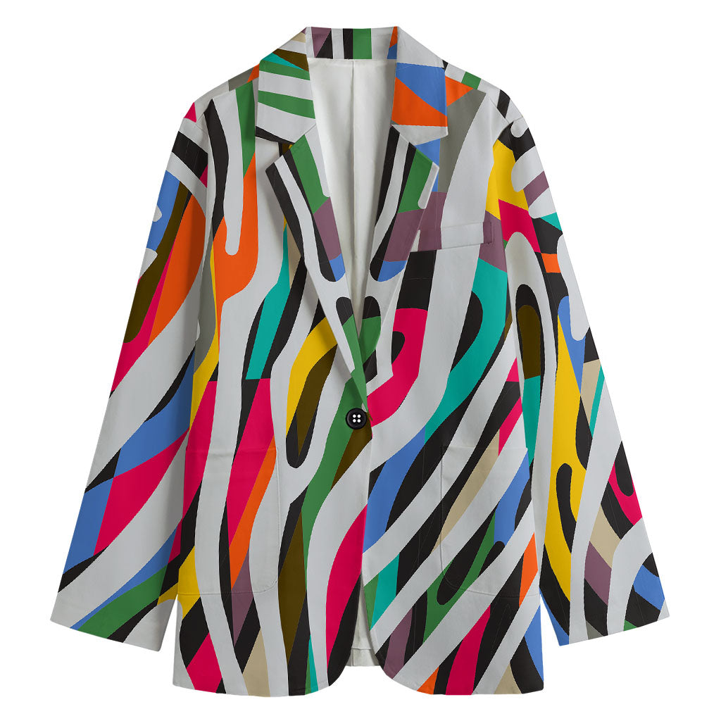 Colorful Zebra Pattern Print Women's Blazer