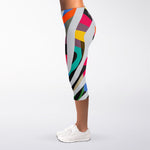 Colorful Zebra Pattern Print Women's Capri Leggings