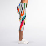 Colorful Zebra Pattern Print Women's Capri Leggings