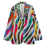 Colorful Zebra Pattern Print Women's Cotton Blazer