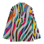 Colorful Zebra Pattern Print Women's Cotton Blazer