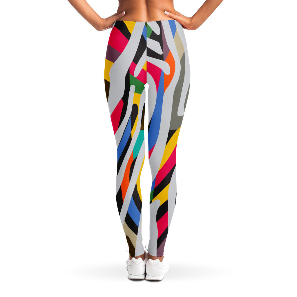 Colorful Zebra Pattern Print Women's Leggings