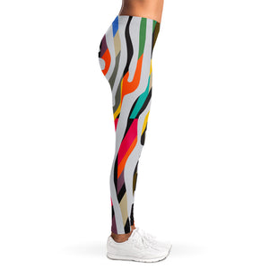 Colorful Zebra Pattern Print Women's Leggings