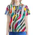 Colorful Zebra Pattern Print Women's Polo Shirt