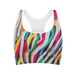 Colorful Zebra Pattern Print Women's Sports Bra