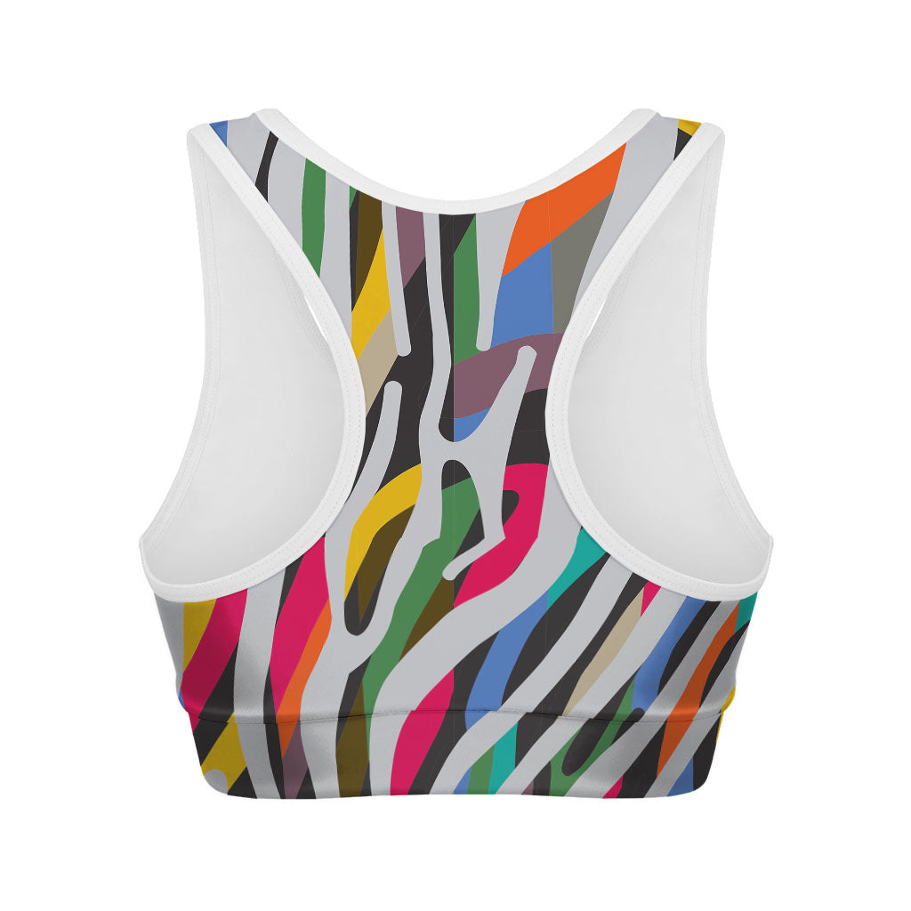Colorful Zebra Pattern Print Women's Sports Bra