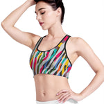Colorful Zebra Pattern Print Women's Sports Bra