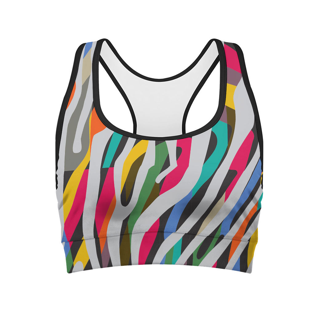 Colorful Zebra Pattern Print Women's Sports Bra