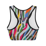 Colorful Zebra Pattern Print Women's Sports Bra