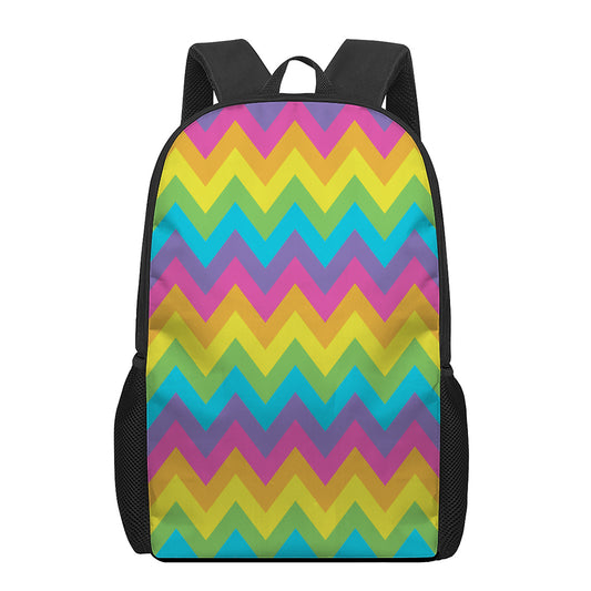 Colorful Zigzag Pattern Print 17 Inch Backpack