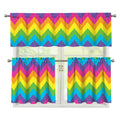 Colorful Zigzag Pattern Print 3 Piece Kitchen Curtains