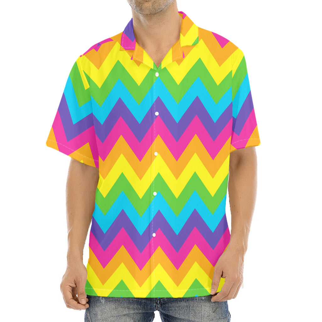 Colorful Zigzag Pattern Print Aloha Shirt