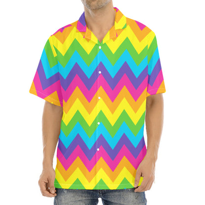 Colorful Zigzag Pattern Print Aloha Shirt