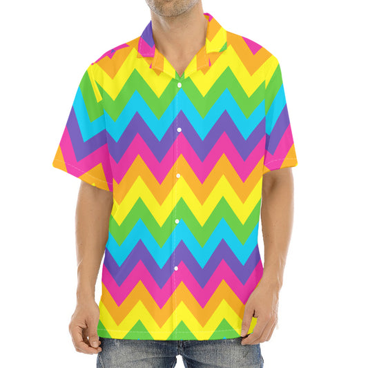 Colorful Zigzag Pattern Print Aloha Shirt