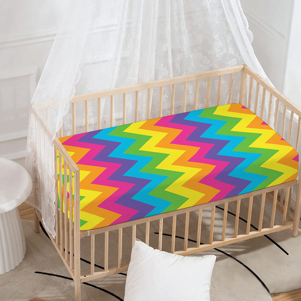Colorful Zigzag Pattern Print Baby Crib Sheet
