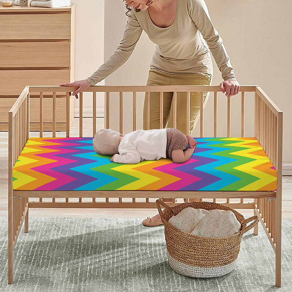 Colorful Zigzag Pattern Print Baby Crib Sheet
