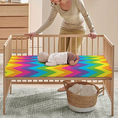 Colorful Zigzag Pattern Print Baby Crib Sheet
