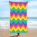 Colorful Zigzag Pattern Print Beach Towel