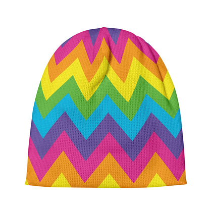 Colorful Zigzag Pattern Print Beanie