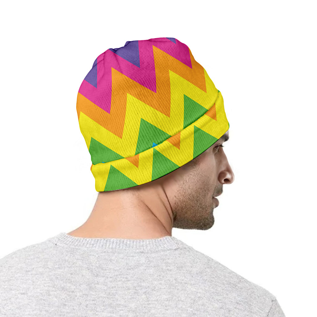 Colorful Zigzag Pattern Print Beanie