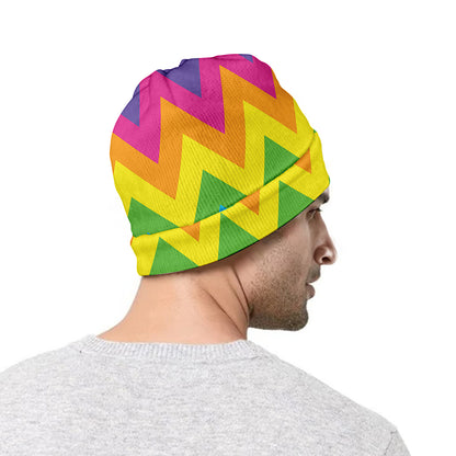 Colorful Zigzag Pattern Print Beanie