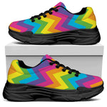 Colorful Zigzag Pattern Print Black Chunky Shoes