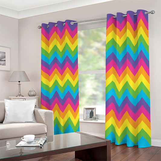 Colorful Zigzag Pattern Print Blackout Grommet Curtains