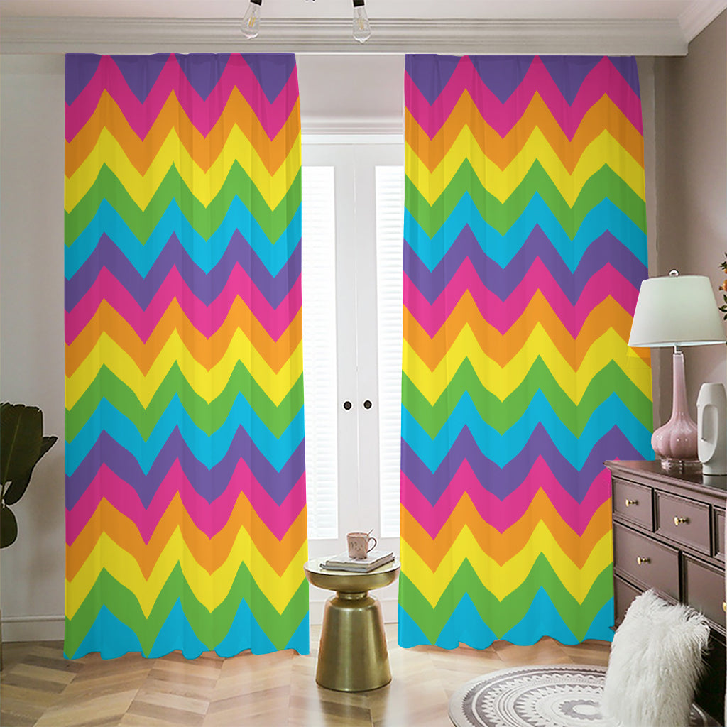 Colorful Zigzag Pattern Print Blackout Pencil Pleat Curtains