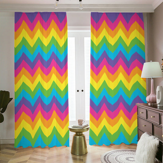 Colorful Zigzag Pattern Print Blackout Pencil Pleat Curtains