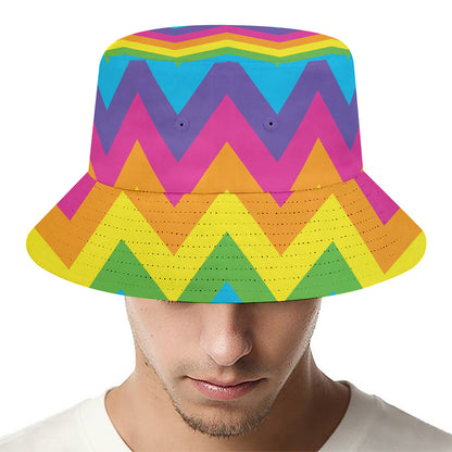 Colorful Zigzag Pattern Print Bucket Hat